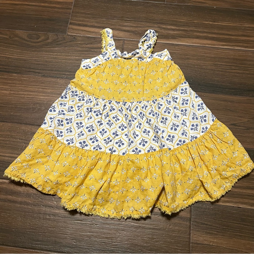 Joie Girls Dress Floral Ruffle Sleeveless 4T Yellow‎ White Blue